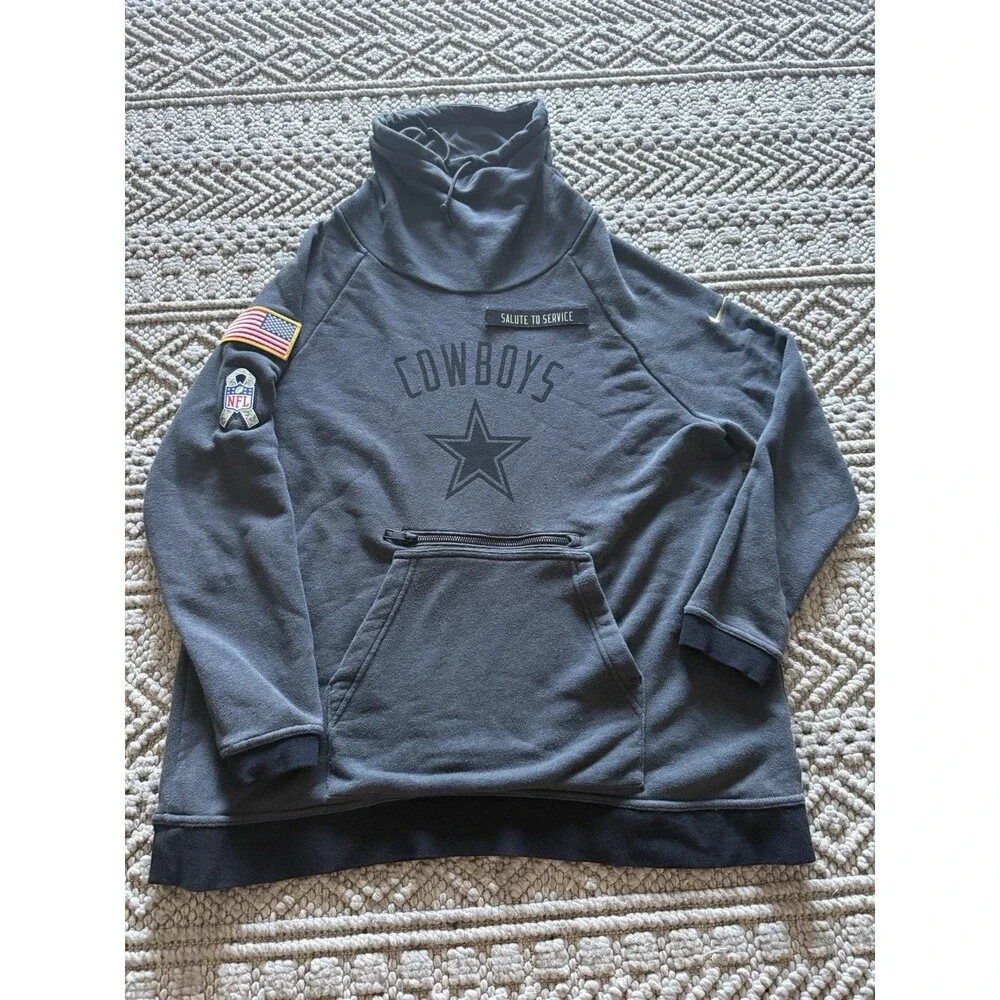 Nike Women's Salute to Service Rally Funnel Dallas Cowboys Size M Grey Sweater